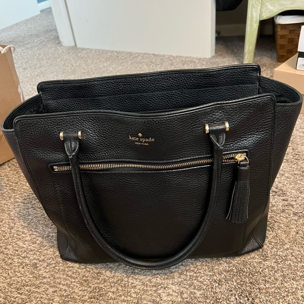 Kate Spade Black Leather Large Tote Bag